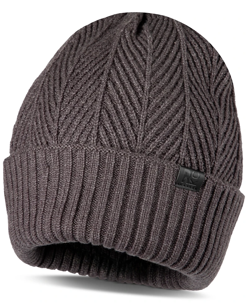 Kenneth Cole Reaction Men's Ribbed Herringbone Beanie & Scarf Set
