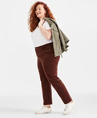 Style & Co Plus High-Rise Straight-Leg Corduroy Pants, Created for Macy's
