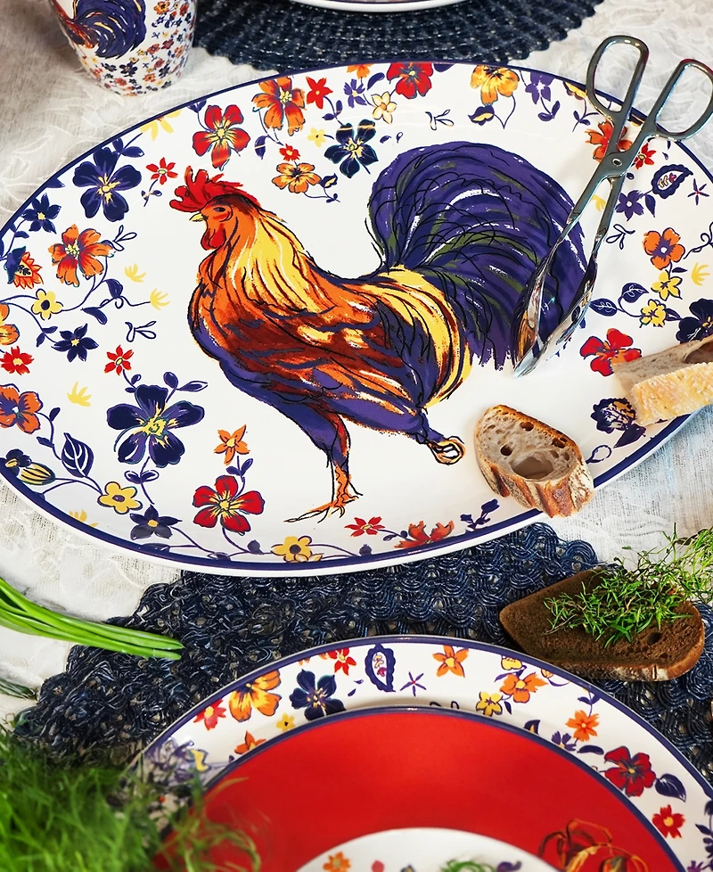 Certified International Morning Rooster Oval Platter