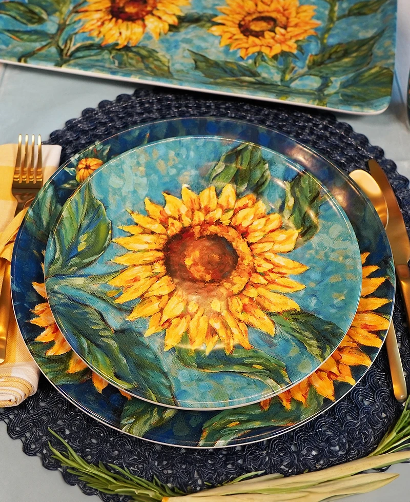 Certified International Golden Sunflowers Set of 4 Dinner Plates