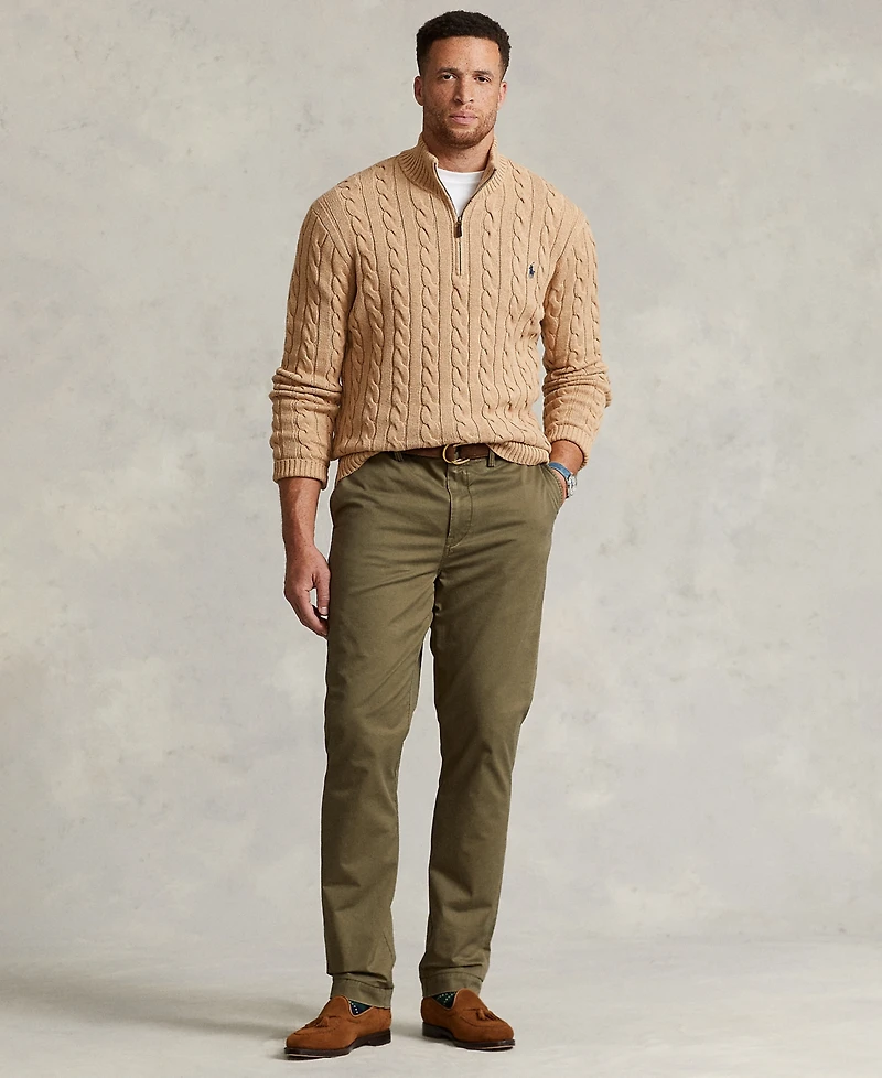 Polo Ralph Lauren Men's Big & Tall Cable-Knit Cotton Quarter-Zip Sweater