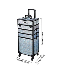 Byootique Mermaid Silver 4in1 Rolling Makeup Train Case Cosmetic Organizer Wheel