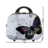 World Traveler Butterfly 13-Inch Cosmetic Beauty Case Shoulder Tote