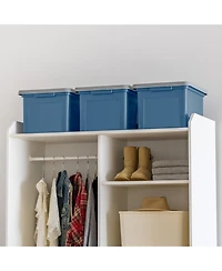 Iris Usa 4Pack 35 Qt. File Organizer Plastic File Box for Letter/Legal File, Storage Bin with Durable and Secure Latching Lid, Stackable, Navy