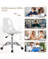 Vebreda Swivel Acrylic Armless Adjustable Height Office Chair