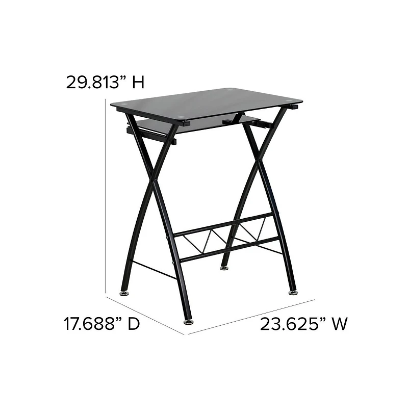 Tempered Glass Computer Desk With Pull-Out Keyboard Tray
