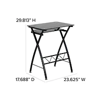 Tempered Glass Computer Desk With Pull-Out Keyboard Tray