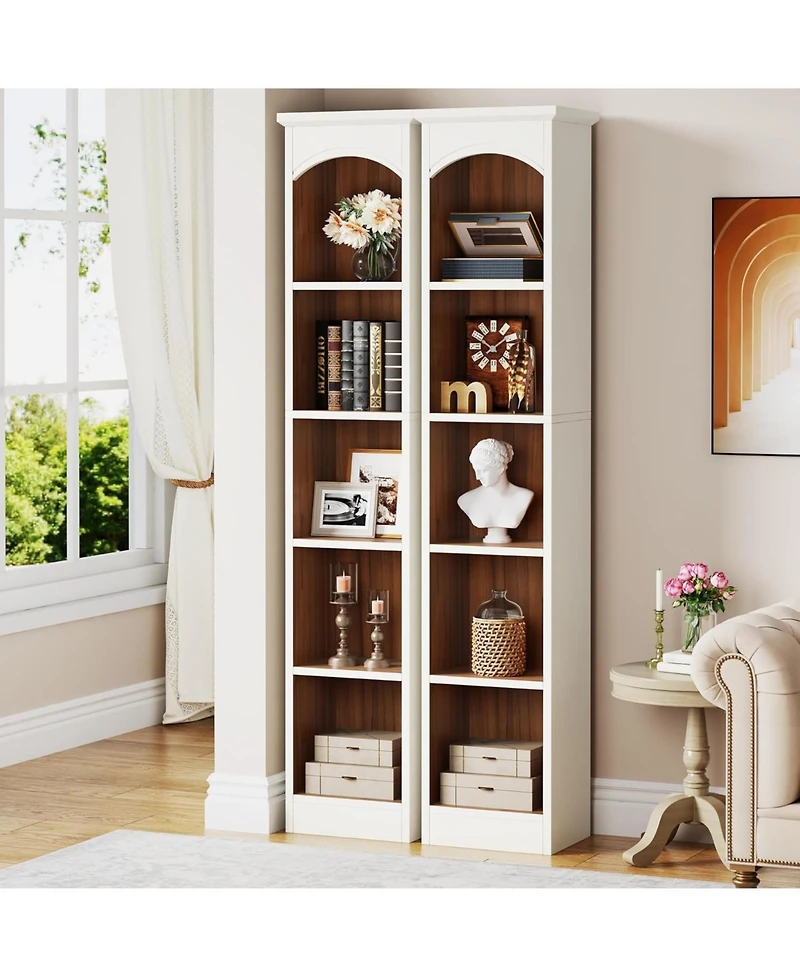 Tribesigns 70.9-Inch Tall Narrow Bookcase Set of 2, 5-Tier Cube Bookshelf with Storage, Modern Slim Corner Display Shelves for Home Office, Living Roo