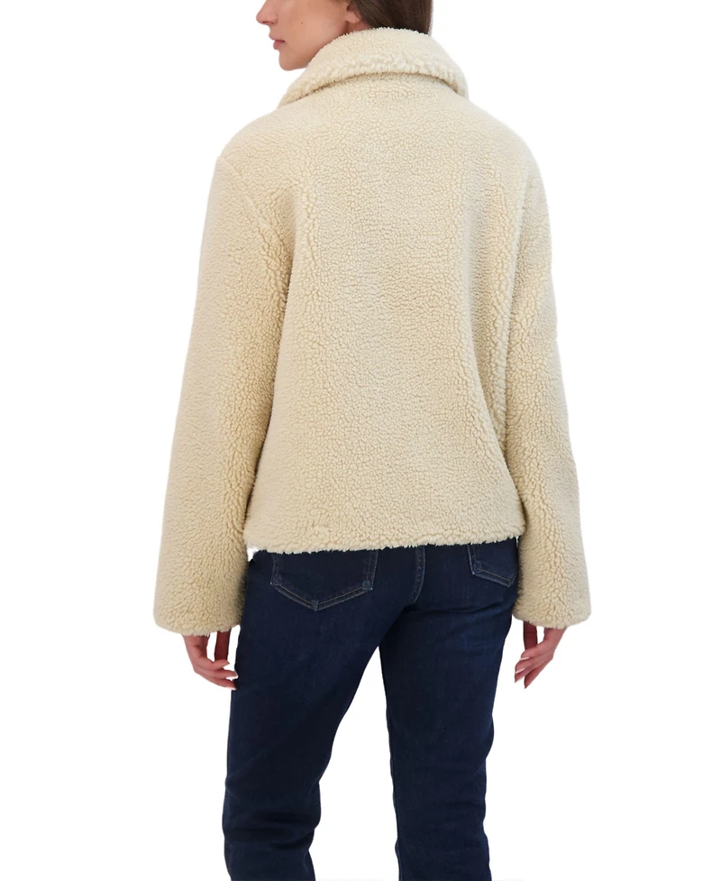 Sebby Collection Women's Faux Fur Sherpa Snap Front Jacket