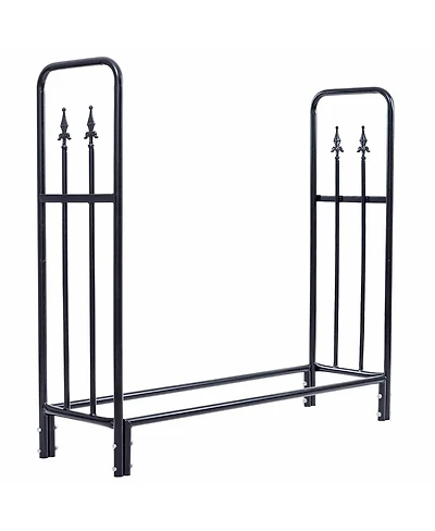 Skonyon 4 Feet Outdoor Heavy Duty Steel Firewood Wood Storage Rack