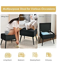 Sugift Velvet Storage Ottoman with Solid Wood Legs for Living Room Bedroom