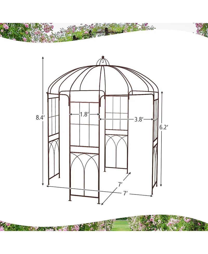 Skonyon 8.4 x 7 Feet Wide Birdcage Shape Garden Arbor