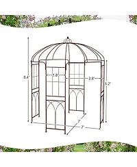 Skonyon 8.4 x 7 Feet Wide Birdcage Shape Garden Arbor