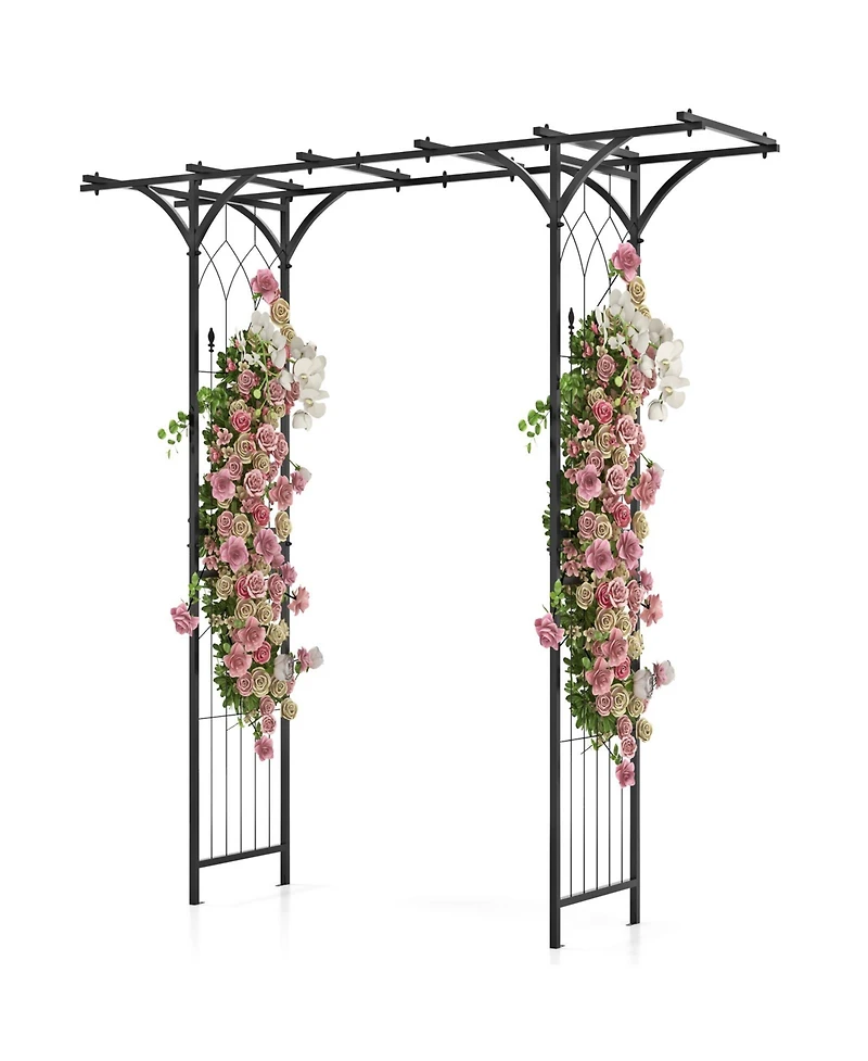 6.8 Feet Garden Arbor with Trellises for Climbing Plant Vine Rose