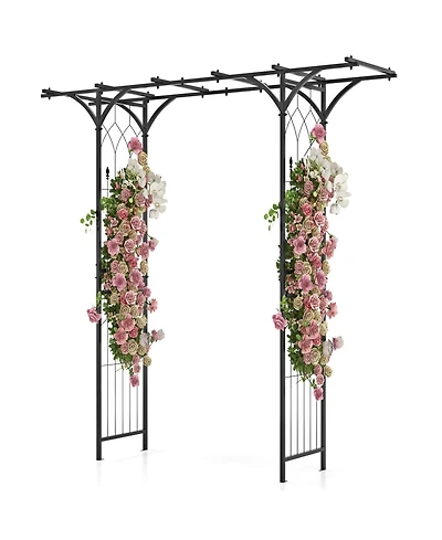 6.8 Feet Garden Arbor with Trellises for Climbing Plant Vine Rose