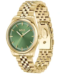 Hugo Boss Women's Graceful Quartz Basic Ionic Plated Thin Gold Steel Watch 36mm