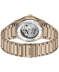 Hugo Boss Men's Candor Auto Mech-Automatic Ionic Plated Beige Gold Steel Watch 41mm
