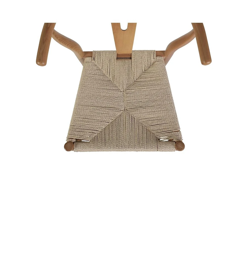 Staci Stack Dining Chair With Y-Back Style Design, Solid Wood Frame, Woven Kraft Paper Rope Seat