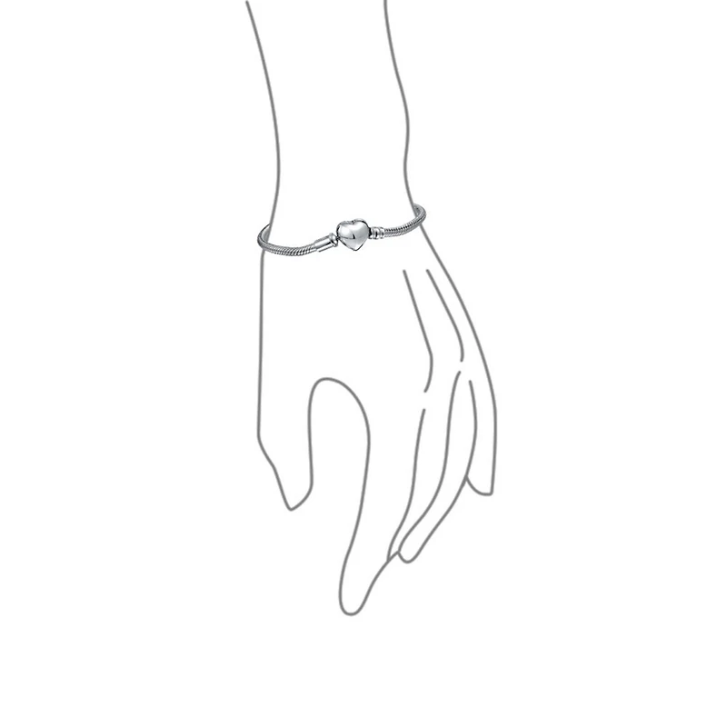 Bling Jewelry Snake Bracelet with Heart Clasp Fits European Beads 7 Inch