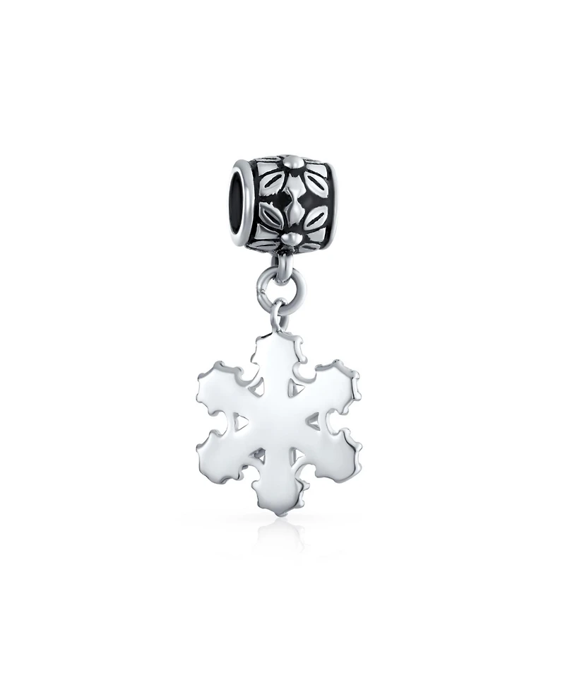 Bling Jewelry Frozen Winter Crystal Dangle Holiday Party Christmas Snowflake Bead Charm For Sterling Silver European Bracelet