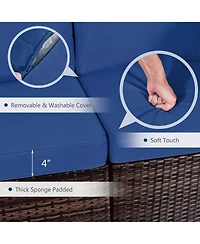 7PCS Patio Rattan Furniture Set 30'' Fire Pit Table Cover Cushion Sofa