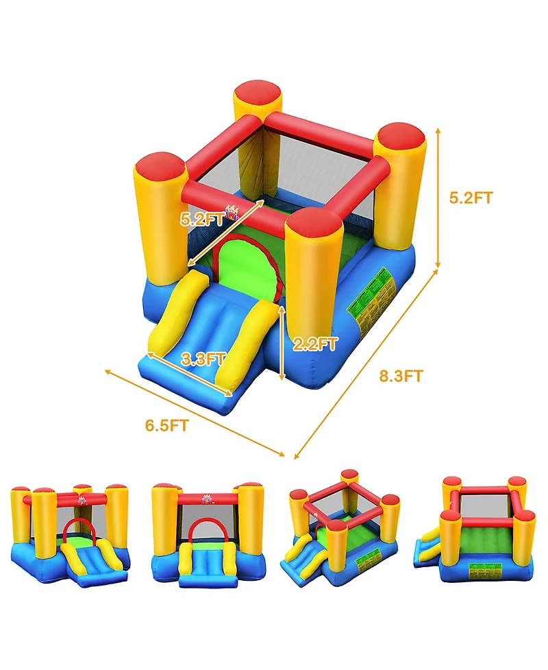 Inflatable Bouncer Kids Slide Bounce House for Indoor Outdoor with 550W Blower