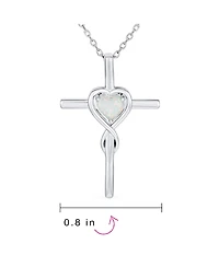 Bling Jewelry Timeless Religious Faith Hope Love Forever Synthetic White Opal Heart Infinity Cross Necklace Pendant Sterling Silver