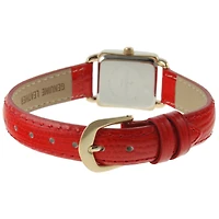 Peugeot Women's 20mm Square Watch with Glossy Red Leather Strap