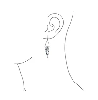 Bling Jewelry Geometric Art Deco Style Long Bars Dangle Statement Earrings Crystal Accent Stainless Steel