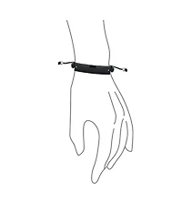 Bling Jewelry Braided Rope Cord Identification Black Name Adjustable Slide Bracelet Black Plated Stainless Steel