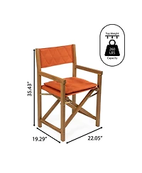 Jonathan Y Waldo Classic Mid-Century Outdoor Acacia Wood Foldable Diamond-Quilted Back Director Chair with Cushion