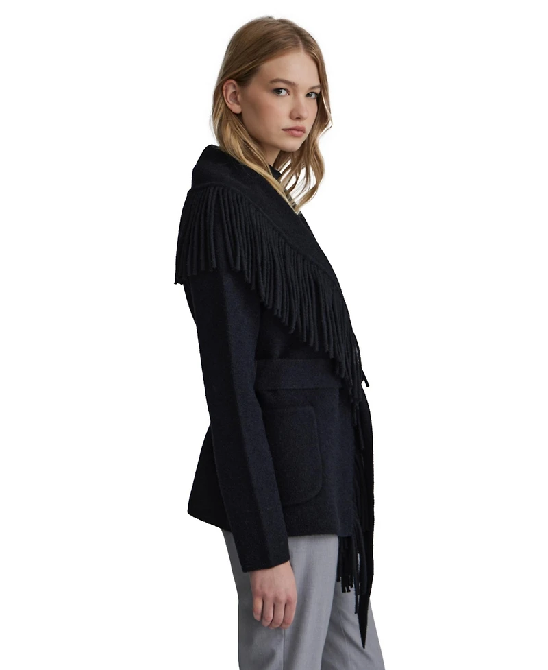 Nvlt Women's Mink Eyelash Fringe Coatigan
