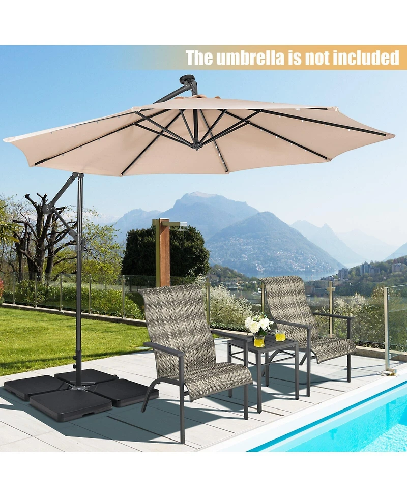 Skonyon 4 Pieces 13L Cantilever Offset Patio Umbrella Base with Easy-Fill Spouts