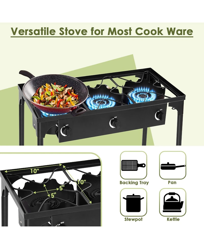 Skonyon 225 000-btu Portable Propane 3 Burner Gas Cooker