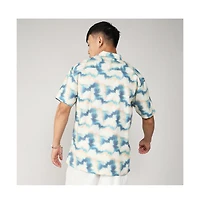 Men's Navy Blue & Off-White Ombre Lined Shirt