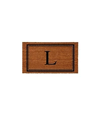 Evergreen Monogram Indoor Outdoor 100% Natural Coir Doormat 28" x 16" | Letter "L"