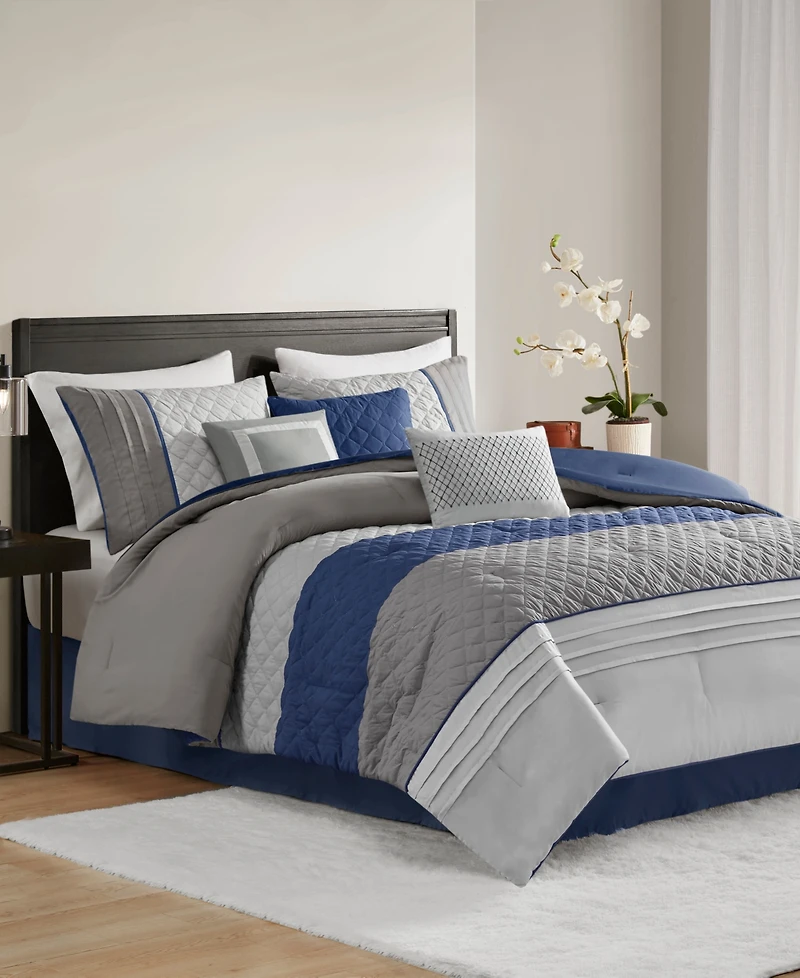 Madison Park Jenson 7-Pc. Color Block Stripe Comforter Set