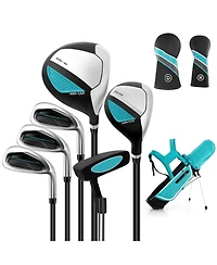 Junior Complete Golf Club Set with Stand Bag Rain Hood-Blue