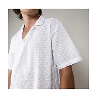 Men's Chalk White Embroidered Circular Shirt