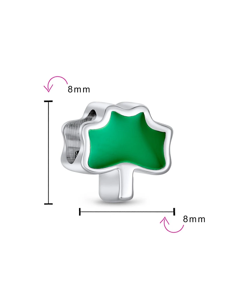 Bling Jewelry Good Luck Lucky Irish Shamrock Enamel Green Clover Charm Bead Sterling Silver Fits European Bracelet