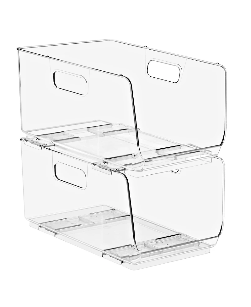 Sorbus 2 Pack Medium Clear Open Front Stackable Storage Bins - for Kitchen Pantry, Fridge, Home Storage, Organization and More