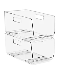 Sorbus 2 Pack Medium Clear Open Front Stackable Storage Bins - for Kitchen Pantry, Fridge, Home Storage, Organization and More