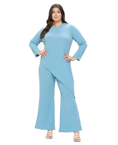 L I V D Plus Size Gianna Asymmetrical Rib Set
