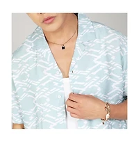 Men's Icy Blue Geometric Overlap Shirt