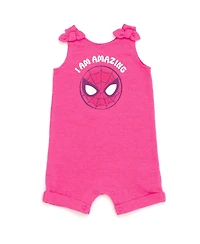 Avengers Baby Girls Marvel Spider-Man French Terry Romper and Headband Newborn to