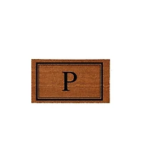 Evergreen Monogram Indoor Outdoor 100% Natural Coir Doormat 28" x 16" | Letter "P"