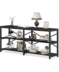 Tribesigns 70.9 Inch Extra Long Console Table, Modern Sofa Table Behind Couch Table with Storage Shelves, 3-Tier Industrial Hallway Entryway Table for