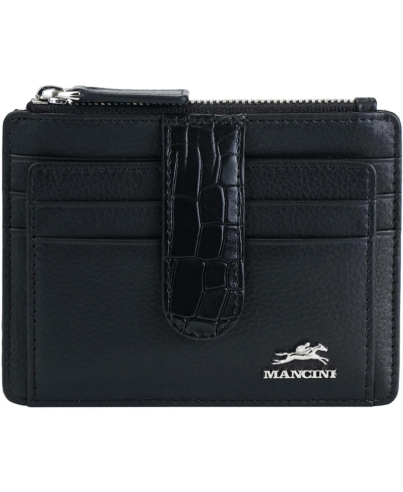 Mancini Women's Croco2 Rfid Secure Card Case Wallet