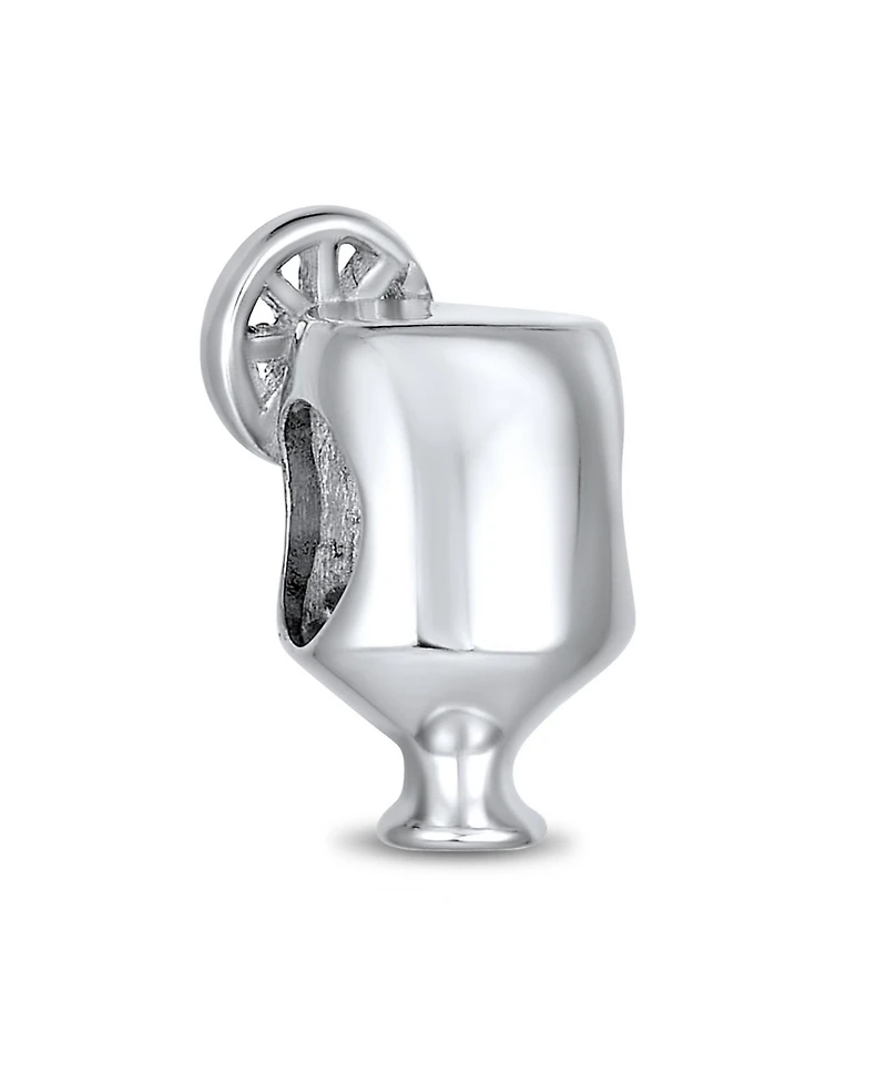 Bling Jewelry Tropical Cocktail Drink Umbrella Margarita Pina Colada Glass Goblet Vacation Charm Bead Sterling Silver Fits European Bracelet