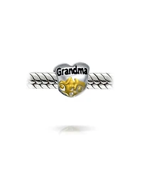 Bling Jewelry Nana Heart Shape Floral Scroll Word Grandma Charm Bead Grandmother Two Tone Gold Plated Sterling Silver Fits European Bracelet